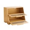 Double-Layer Bamboo Bread Box – Kitchen Counter Storage with Cutting Board & Knife
