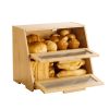 Double-Layer Bamboo Bread Box – Kitchen Counter Storage with Cutting Board & Knife