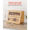 Double-Layer Bamboo Bread Box – Kitchen Counter Storage with Cutting Board & Knife