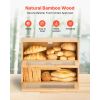 Double-Layer Bamboo Bread Box – Kitchen Counter Storage with Cutting Board & Knife