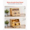 Double-Layer Bamboo Bread Box – Kitchen Counter Storage with Cutting Board & Knife