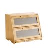 Double-Layer Bamboo Bread Box – Kitchen Counter Storage with Cutting Board & Knife