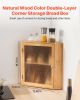 Corner Bamboo Bread Box with Adjustable Shelves