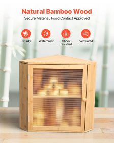 Corner Bamboo Bread Box with Adjustable Shelves