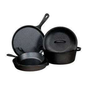 Lodge 5-Piece Pre-Seasoned Cast Iron Cookware Set – Made in the USA