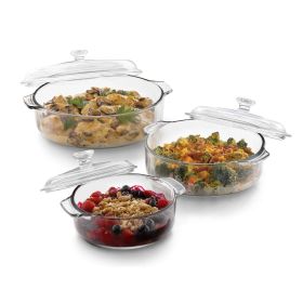6-Piece Glass Covered Casserole Dish Set – Oven, Microwave & Dishwasher Safe