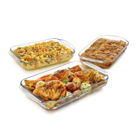 3-Piece Glass Baking Dish Set – Oven, Microwave & Dishwasher Safe