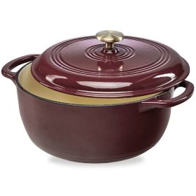 6-Quart Enameled Cast Iron Dutch Oven with Lid – Maroon Cabernet Red