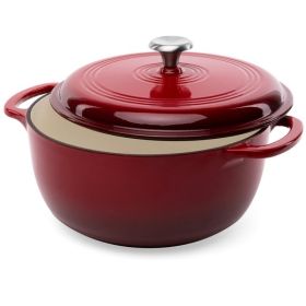 6-Quart Enameled Cast Iron Dutch Oven with Lid – Red