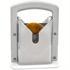 Stainless Steel Bagel Slicer with Safety Guide – Easy Bagel & Bun Cutter