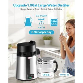 6L Countertop Water Distiller with Glass Collection Carafe