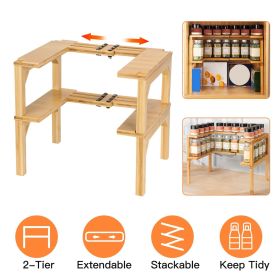 Expandable Bamboo 2-Tier Spice Rack – Stackable Kitchen Organizer