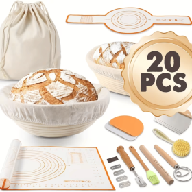 20-Piece Artisan Bread & Sourdough Baking Kit with Proofing Baskets