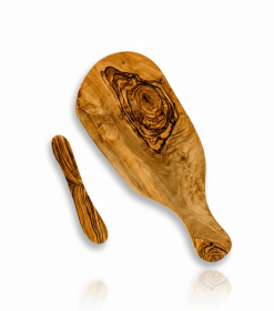Mediterranean Olive Wood Bread & Butter Set – Cutting Board & Butter Knife (2-Piece)