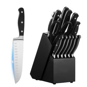 15-Piece Kitchen Knife Set with Block & Sharpener – High Carbon Stainless Steel