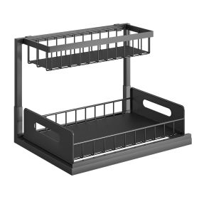 2-Tier Under Sink Organizer with Sliding Drawer – Kitchen & Bathroom Storage Rack
