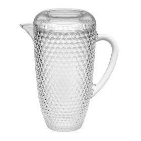 2.5 Qt Unbreakable Plastic Pitcher with Lid – Diamond-Cut Design