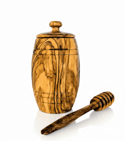 Olive Wood Honey Pot with Honey Dipper