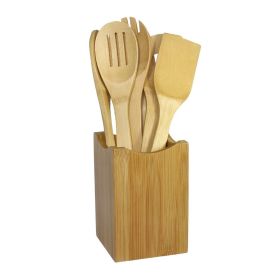 7-Piece Bamboo Cooking Utensil Set with Holder