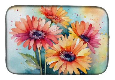 Gerbera Daisies Dish Drying Mat – Absorbent Countertop Pad (14" x 21")