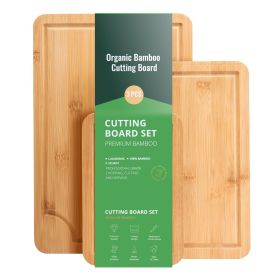 3-Piece Premium Bamboo Cutting Board Set with Juice Groove