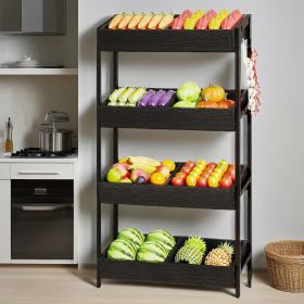 4-Tier Wood Fruit & Vegetable Storage Rack with Baskets – Kitchen Pantry Organizer