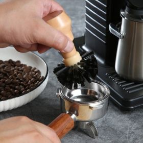 Wood Handle Espresso Machine Cleaning Brush (Option: Black)