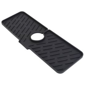 Silicone Faucet Splash Guard & Sink Drying Mat (Option: Black)