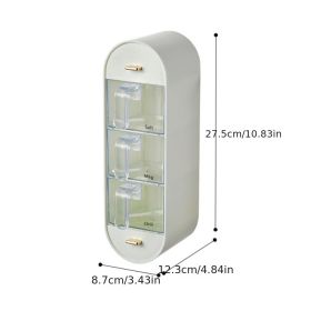 Wall-Mounted 3-Compartment Spice & Seasoning Organizer (Color: White)