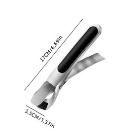 1pc Hot Bowl Dish Plate Gripper Clips; 304 Stainless Steel Anti-Scalding Tong Clamp; Anti-Scalding Kitchen Gadget; Heat Resistant Silicone Cookin (Color: Black)