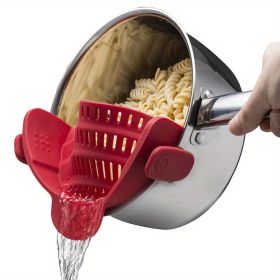 Clip-On Silicone Pot & Pasta Strainer (Quantity: 1 Pack Red)