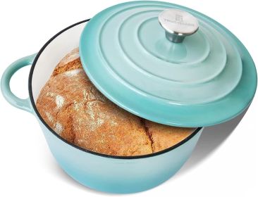 Trustmade 4.5-Quart Enameled Cast Iron Dutch Oven with Self-Basting Lid (Color: Aqua)