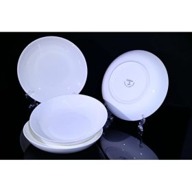 Lily Bone China Pasta Bowls – 4-Piece Set, 8.5-Inch White Rimmed Bowls (Option: White)